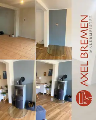 Wand am Kaminofen vorher und nachher